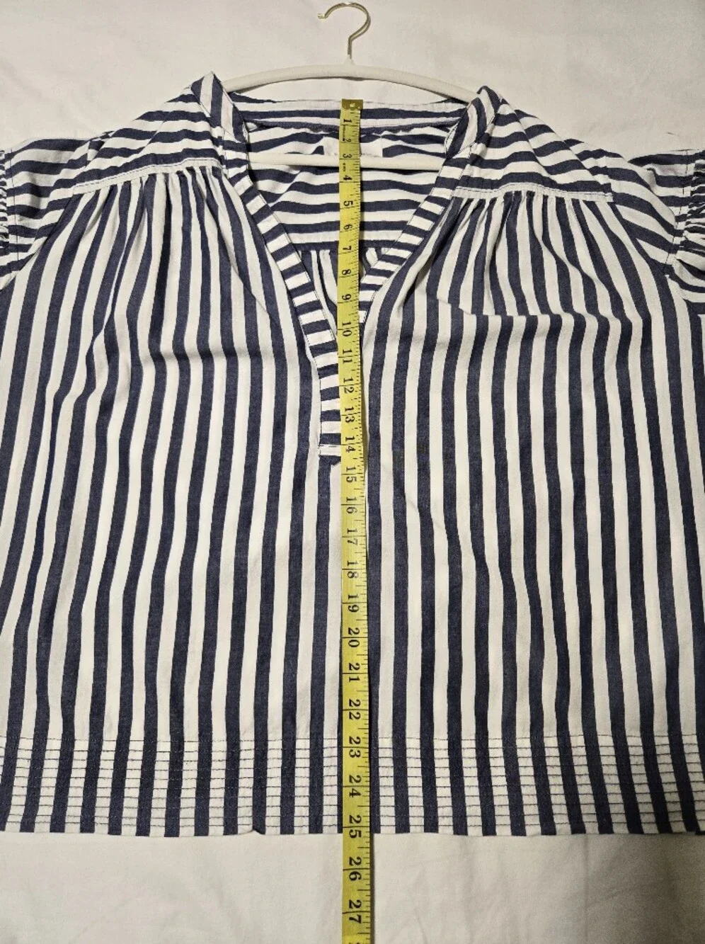 Anthropologie Darcey Popover Swing Top Blue Striped Blouse 3X Like New